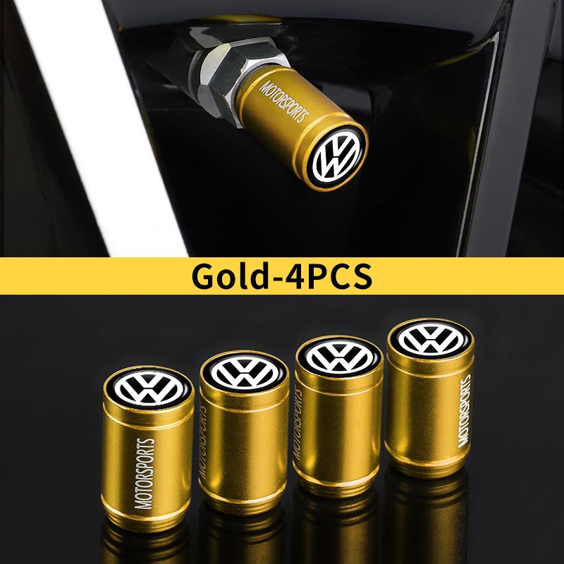 SVLHP1 4pcs Car Valve Caps Tyre Nozzle Dust Protection Cover Wheel Case For Volkswagen VW Golf 4 6 7 GTI Tiguan Passat B5 B6 MK6 Polo