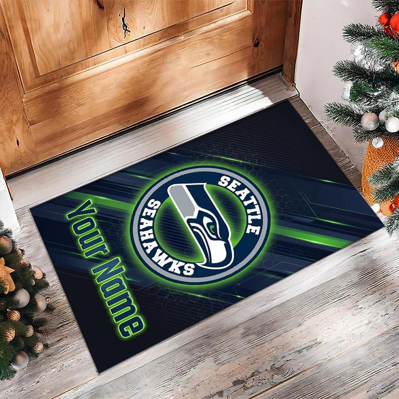 Seattle Seahawks Kristal Kadife Halı, Ev Dekorasyonu Hediye için Kişiye Özel İsim Yazılı Kaymaz Zemin Paspası
