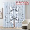 Set Of 2 Modern Curtains Christmas Bow Holly Ornaments Print Polyester Easy Install Decorations Outdoor Ldeal Curtain