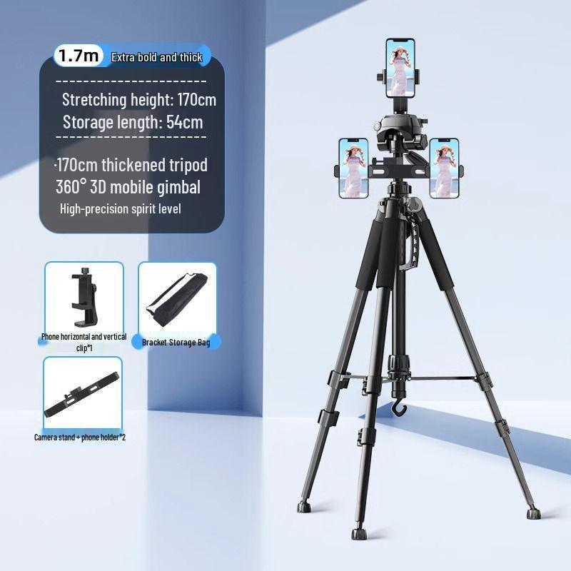 Professional Mobile Phone & DSLR Tripod with Pulley and Universal Ball Head for Live Streaming
