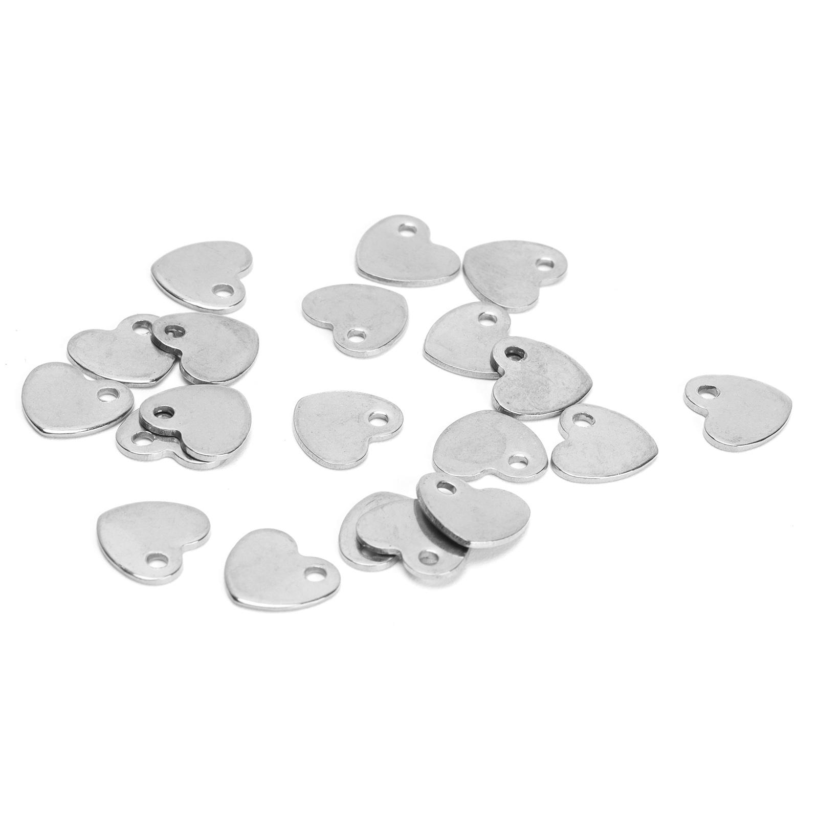 

20pcs DIY HeartShaped Pendant Stainless Steel Pendant with Hole Jewelry Making Accessory(Steel Color 9 x 10mm)