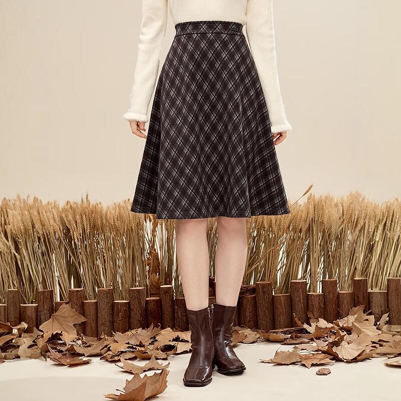 BETU Women's 2025 Winter Plaid A-line Skirt
