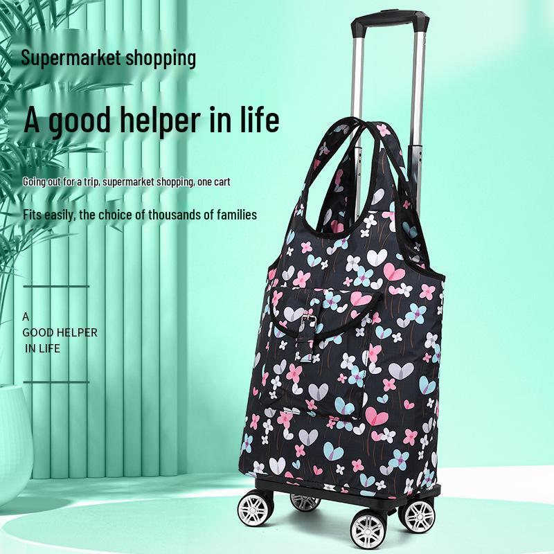Portable Folding Shopping Cart with Telescopic Handle