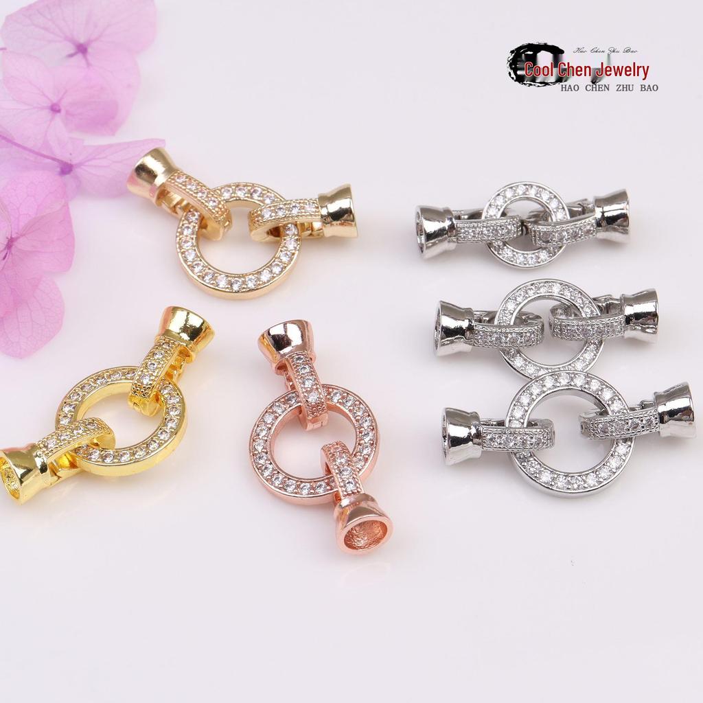 14k Goud Gevuld Zirconium Strik & Parel Bloemvormige Gesp voor DIY Sieraden Accessoires