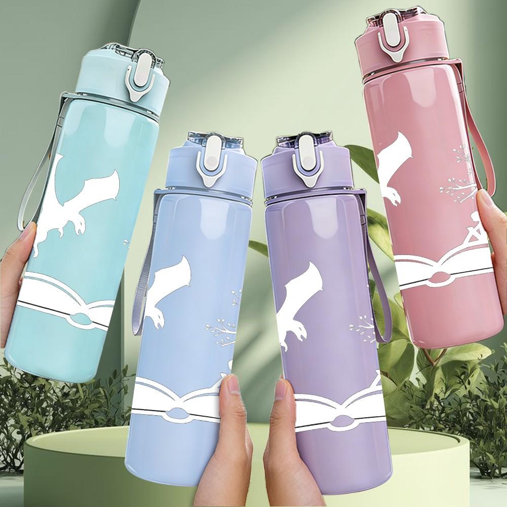 1PC Book White Dragon Silhouette 750ml Color Plastic Sports Water Bottle Leakproof Flip Straw Lid Suitable for Sports Office Home Use