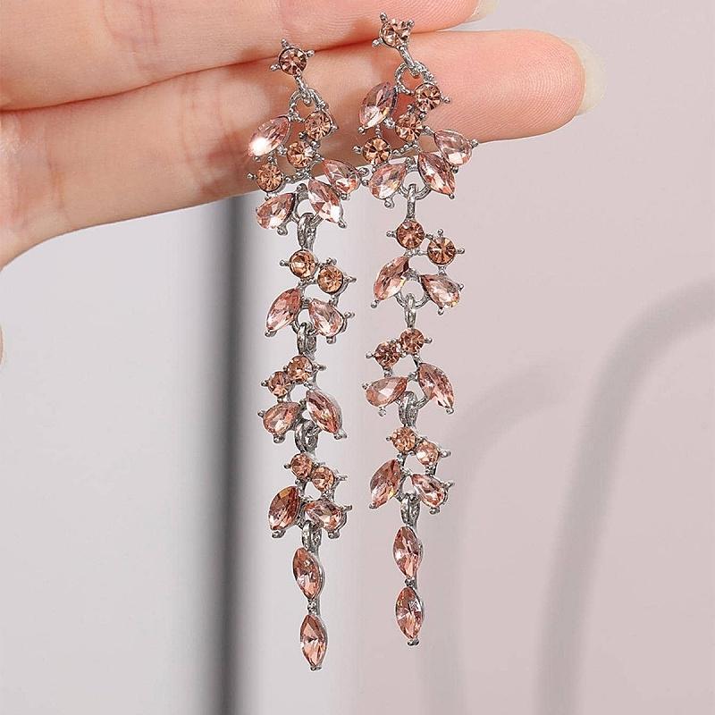 Chic Rhinestone Geometric Tassel Earrings - Trendy European & American Dangle Earrings