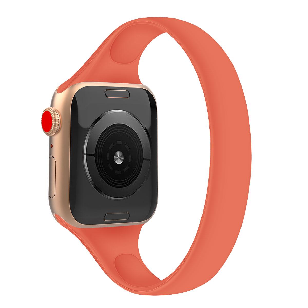 

For For Apple Watch Series 10 42mm/9 8 7 41mm/SE (2023) SE (2022) SE 6 5 4 40mm/3 21 38mm Silicone Band Strap,Size: L Orange