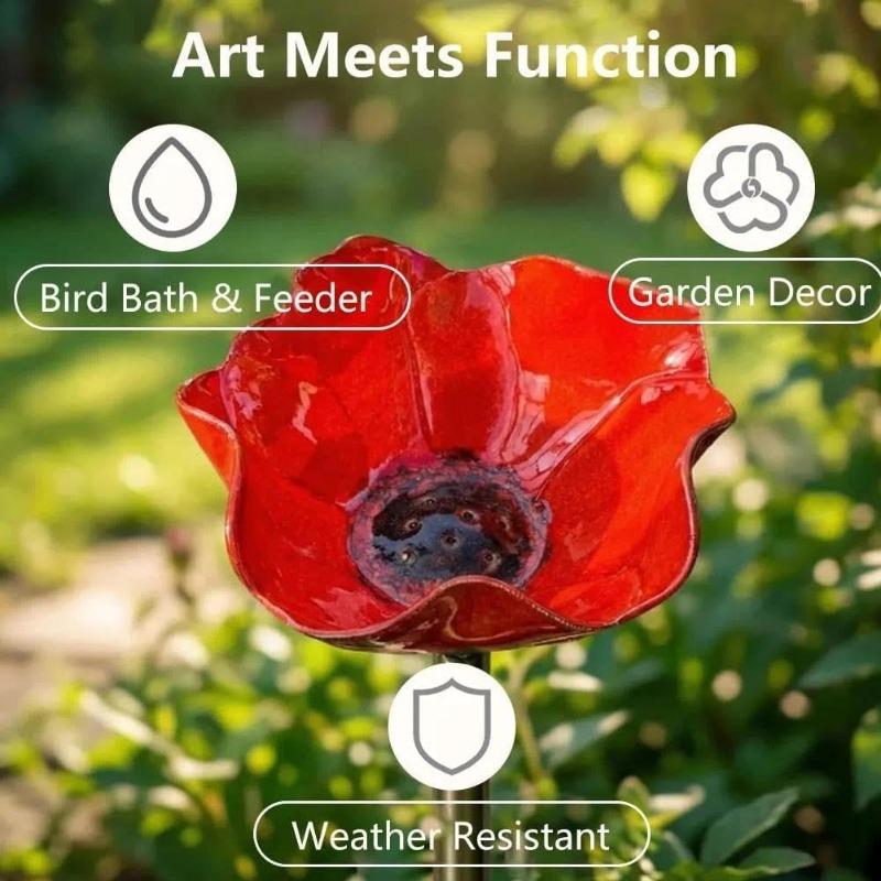 Handgefertigte Metall-Blumen-Gartenspieße, Bestäuber-Trinkstation, Bienen-Trinkstation für den Garten, Metall-Vogelbad für Hof, Rasen, Blumenbeet, Terrasse
