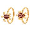 Bohemian Ocean Resort-Style Retro Ring Set: Turtle & Starfish Design