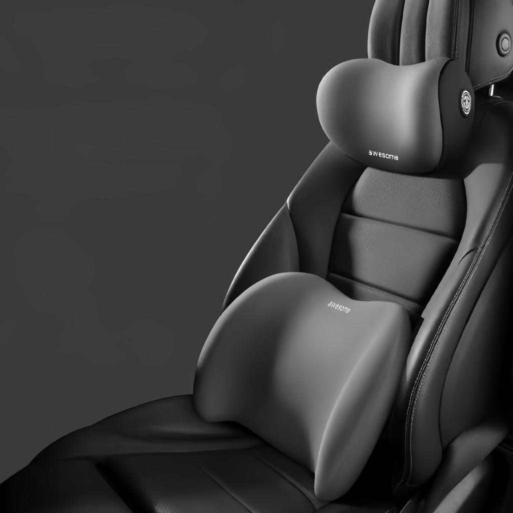 2 STÜCKE Auto-Kopfstütze Space Memory Foam Kopfstütze Lendenpolster Fahrzeugbedarf Lordosenstützkissen Auto-Lendenpolster Zur Linderung Von Müdigkeit Büro-Kopfstütze