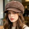 Polka dot cloud beret female spring and autumn big head circumference retro versatile painter hat showing face small newsboy octagonal hat
