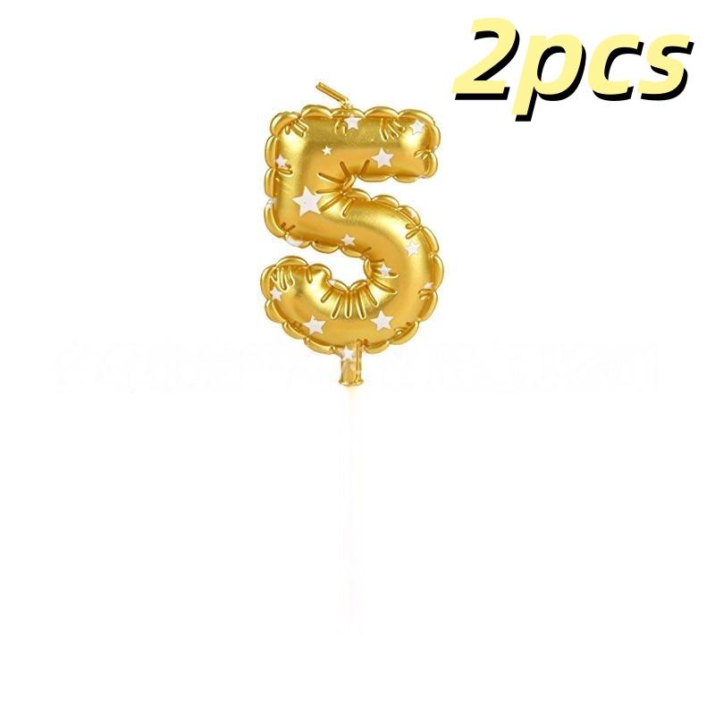 2Pcs Golden Printed Candle, Star Candle, Birthday Candle 0-9 Number Cake Topper, Baby Shower, Valentine'S Day Candles