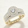 SHEIN Hot-selling Fashionable Gold Couple Rings Round Inlay AAA Zircon Ring Wedding Set Jewelry for Women