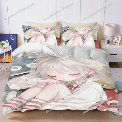Kawaii Dziewczyna Anime Poszewka na Kołdrę Zestaw Styl Domowy Pościel Miękka Bawełna do Prania Łóżko Akademik Prezent Tekstylia Domoweextile741