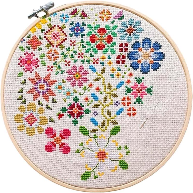 A Flower a Day Cross Stitch Kit for Beginners Friendily, Bloom a Day Cross Stitch Set, Embroidery Needlepoint Patterns DIY Floral Embroidery Kit
