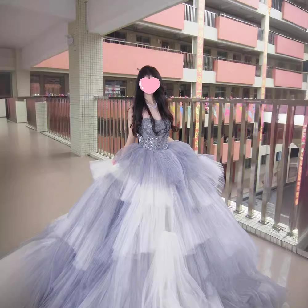 Fairy Evening Dress Skirt 2025 New Heavy Industry High Sense Light Luxury Niche Student Day Adult Ceremony Trailing