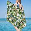 Tropical Palm Leaf Print Beach Towel Turquoise Monstera Banana Leaf Design Lightweight Quick-Dry-like Soft Bath Towel