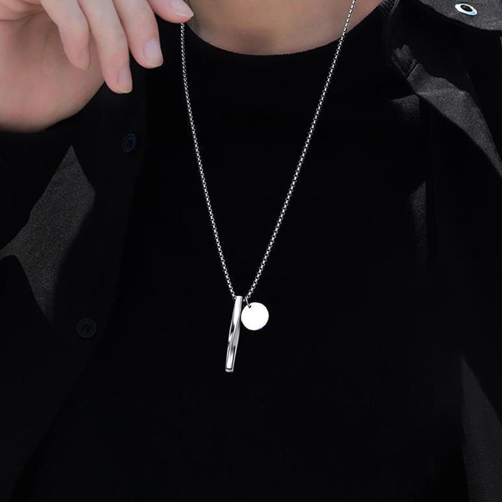 Hip Hop Spiral Vertical Bar Pendant Necklace Minimalist Jewelry Charm for Unisex