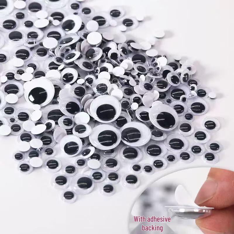 Self-Adhesive Movable Black and White Eyeballs with Eyelashes for Creative DIY Accessories