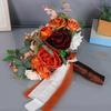 Realistic Caramel Bridal Bouquets Artificial Roses Fall Wedding Decoration Handmade Silk Flower For Home Elegant Party