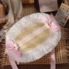 Lace Lolita Bonnet Flat Top Bow Ribbon Flower Cap Sweet Lolita Straw Hat  Beach Vacation