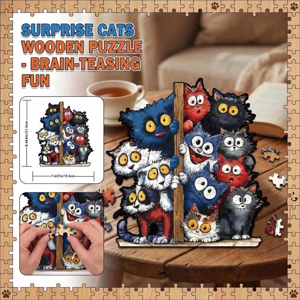 3.6MMSurprised Puzzle Wooden Irregular Shape Puzzle New Brain-Teasing Handmade Stress-Relieving Puzzle