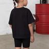 Girls Fashion Suit Summer Children's Casual Printed Round Neck Short Sleeve Suit