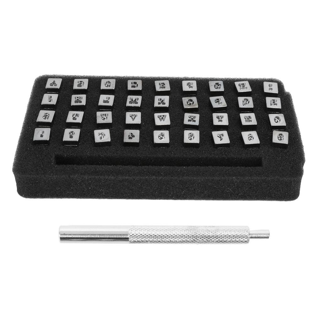 37pcs Steel Material Number Punch Kit Handle Design Metal Letter Punch For Metal Craft
