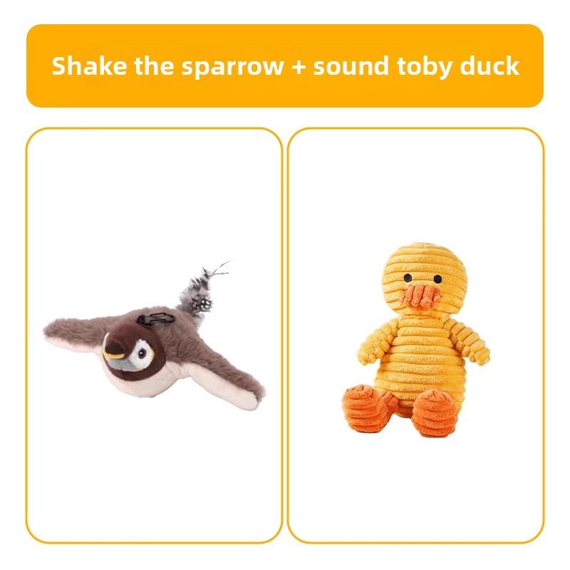 Shaking Sparrow Electric Dog Toy Bird Voice Teasing Dog Bite-resistant Companionship Interactive Cat Self-hi Pet Toy