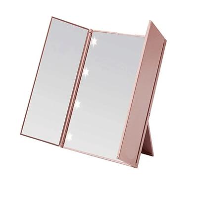 Portable LED Three Sided Makeup Mirror with Foldable Design