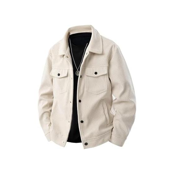 

[TYQQU] Men s Corduroy Jacket, Spring Clothes, Autumn Clothes, Long Sleeve, Warm, Durable Tops, Loose, Comfortable, Cold Weather Clothes, Casual,