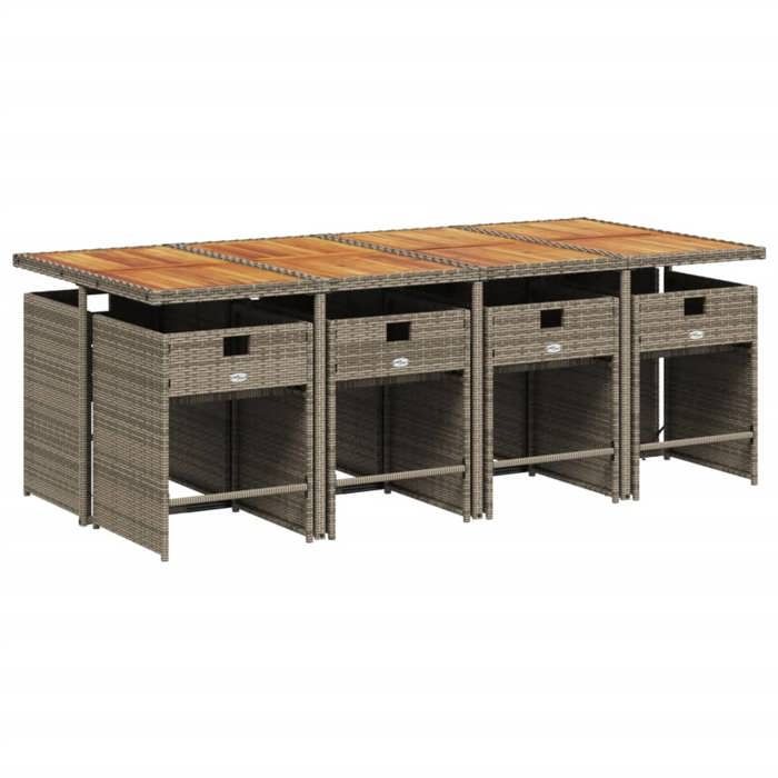 VidaXL Garden Dining Set with Cushions 9 Pcs, Dining Chairs with Armrests, Furniture Set with Table, 3211106