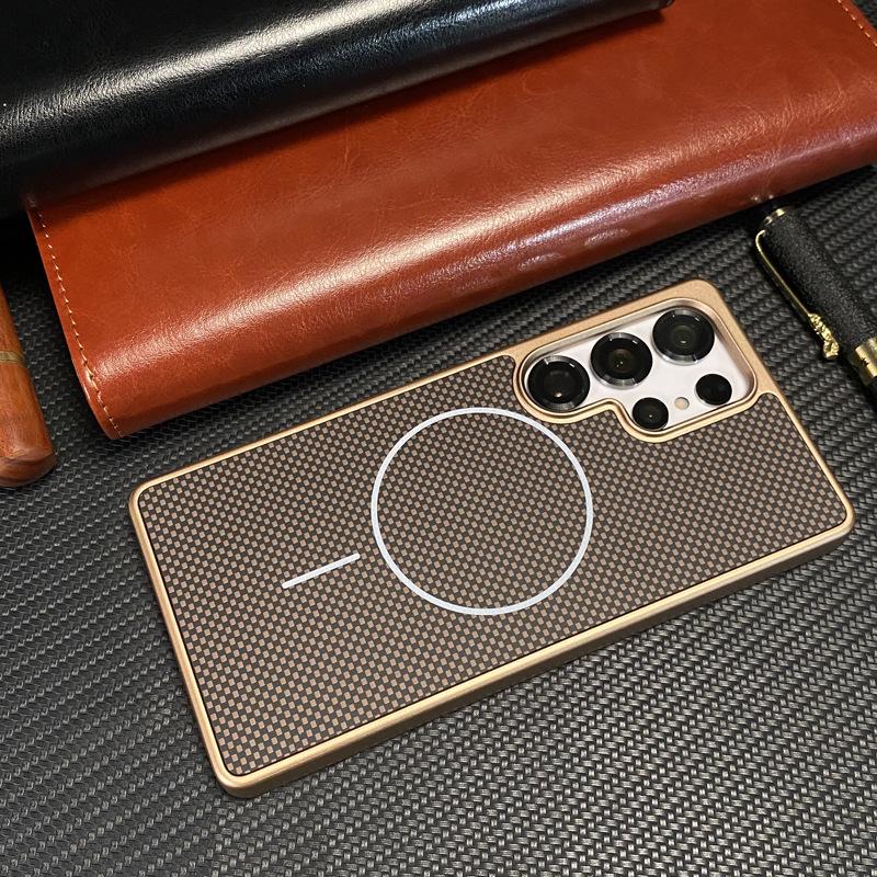 Samsung S25Ultra Case: Slim, Magnetic, Kevlar Carbon Fiber Texture, Anti-Drop, for S24Fe/S23.