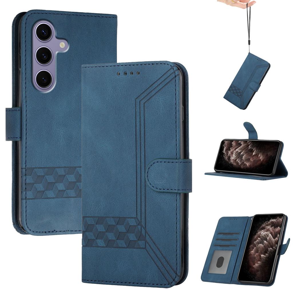 YX0010 Series for Samsung Galaxy S25 Wallet Case Rhombus Lines Leather Phone Cover