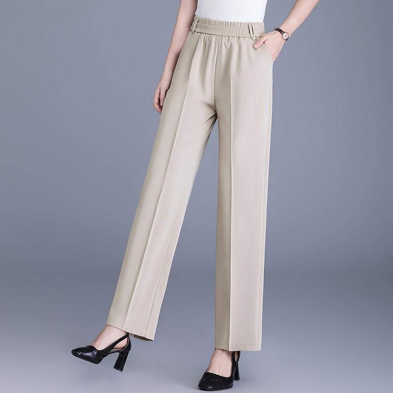 Women's Plus Size High Waist Cropped Wide Leg Pants – Elastic Waist Stretchy Polyester Trousers (Sizes XL-6XL)