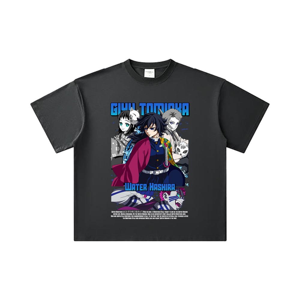 260 GSM Double Yarn 32 Count 100% Cotton Demon Slayer V20 Tomioka Print Unisex Heavy Cotton T Shirt