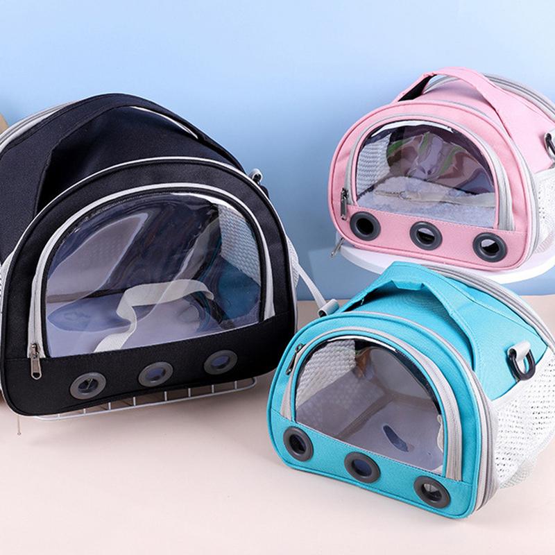 Small Animal Travel Carrier Bag with Harness Leash Set for reptile Portable Clear Window Hamster Transport Cage Outdoor Used