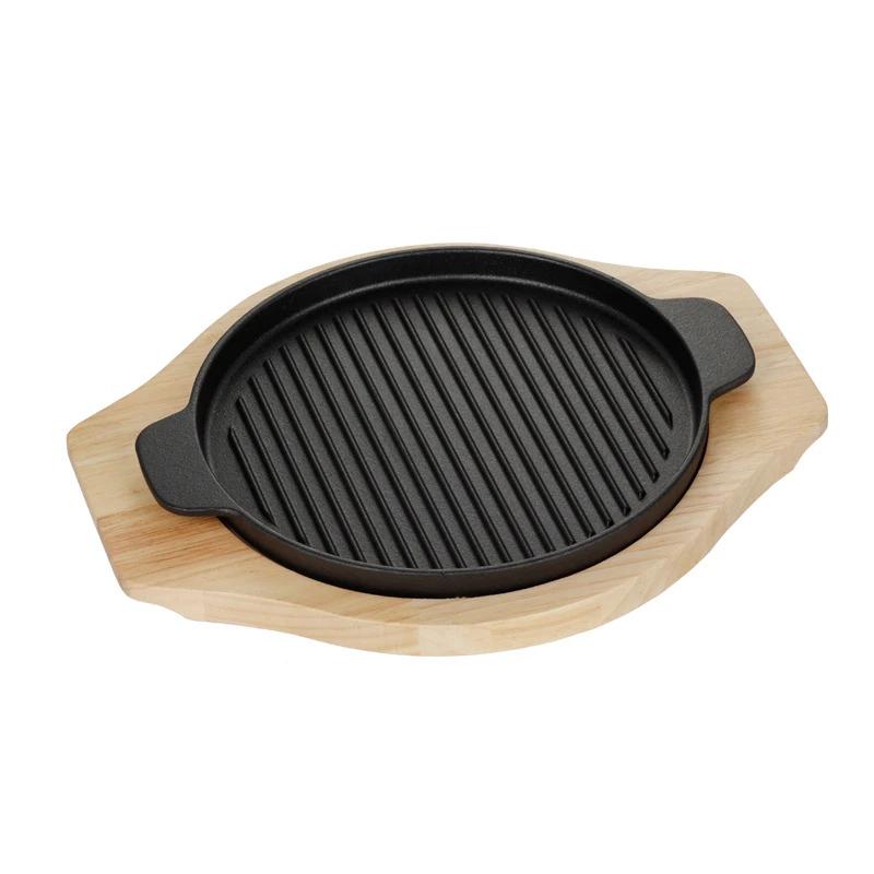 Iron burning plate Home fried steak plate Commercial barbecue pot Induction cooker gas iron pan frying pan Steak plate