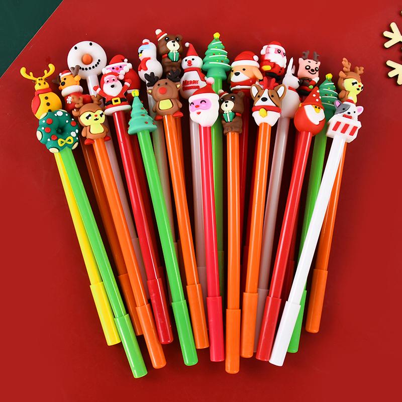 10/20Pcs Cartoon Christmas Pens Gel Ink Roller Ball Pen 2026 New Year Kids Gift Birthday Party Favors School Stationary Prize