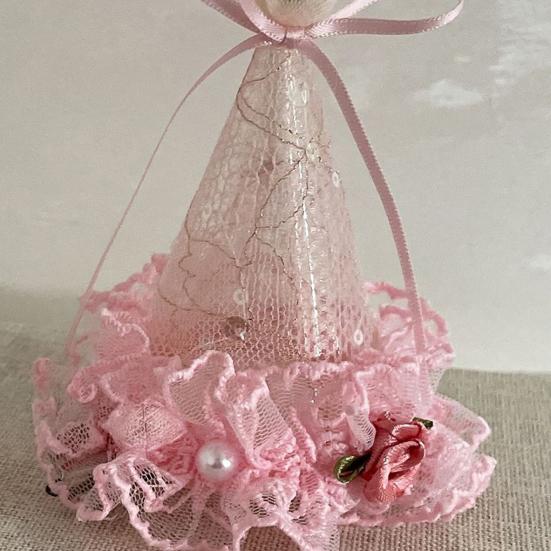 Top Hat Hair Clip with Mesh Lace Imitation Pearl Bow Decor Three-Dimensional Design Birthday Hat Headgear Photo Prop