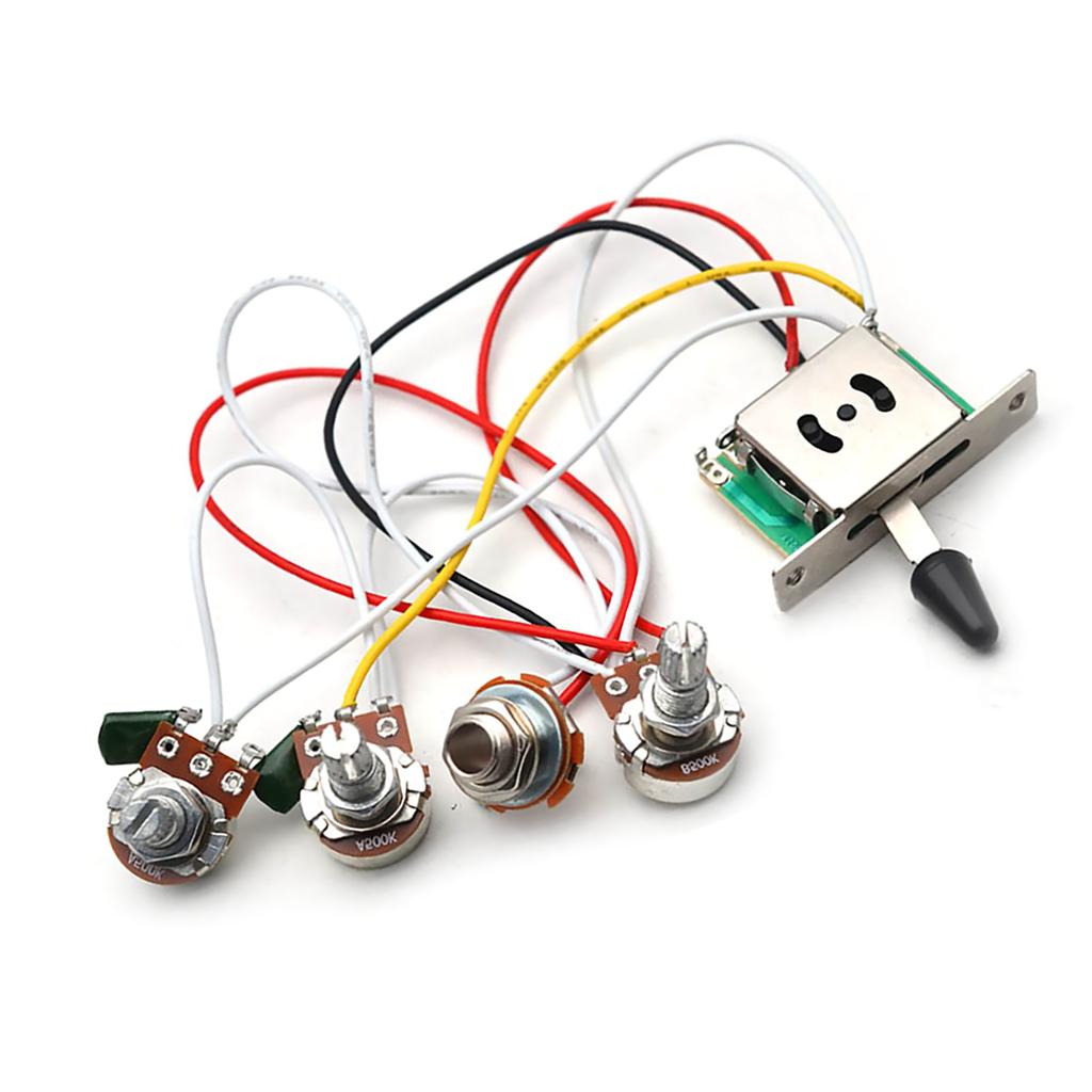 500K 5-Way Toggle Switch for Stratocaster Guitar Electric Guitar Wiring Harness Kit Replacement with 1 Volume 2 Tone 1 Jack