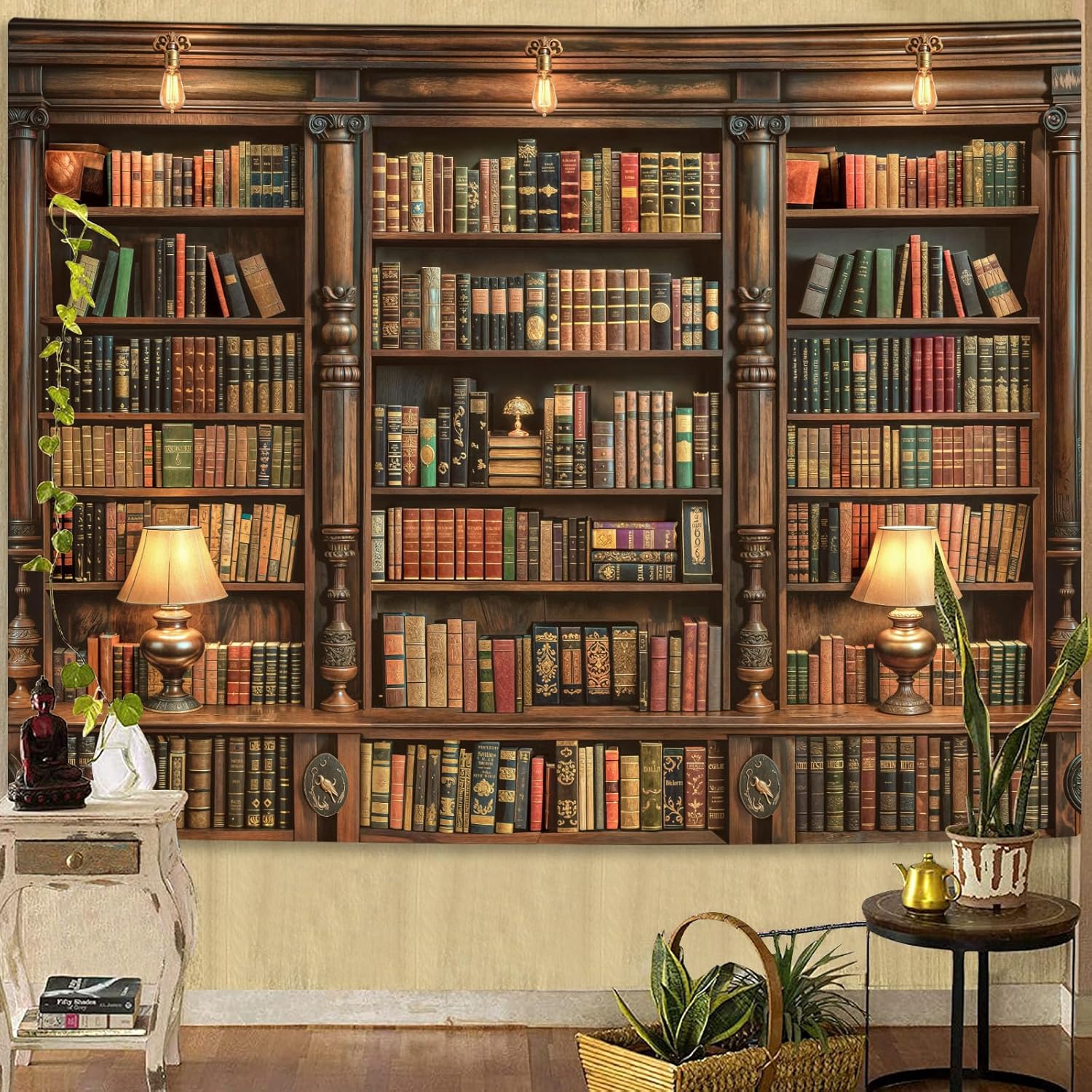 Tapestry bookshelf Spenlife wall hanging vintage library 75x100 чёрный