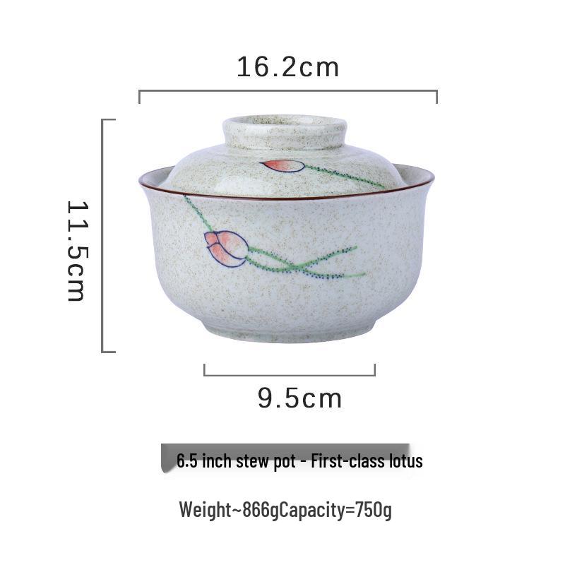 Underglaze Ceramic Bowl for Noodles, Soup, Stew, & Baked Rice - Ideal for Dorms & Restaurants