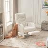 052 Rocking Chair, Recliner, Living Room Chair with Armrest, Upholstered, Accent Chair for Bedroom, White Teddy Fabric, 110 Kg Load Capacity