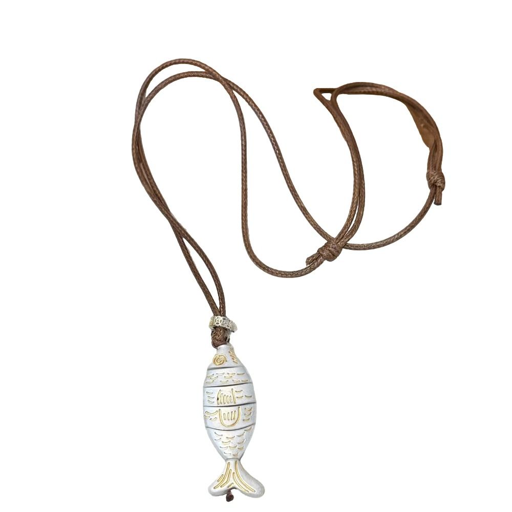 Verstellbare Fisch-Anhänger-Halskette Lederband Boho-Halskette Schmuckzubehör