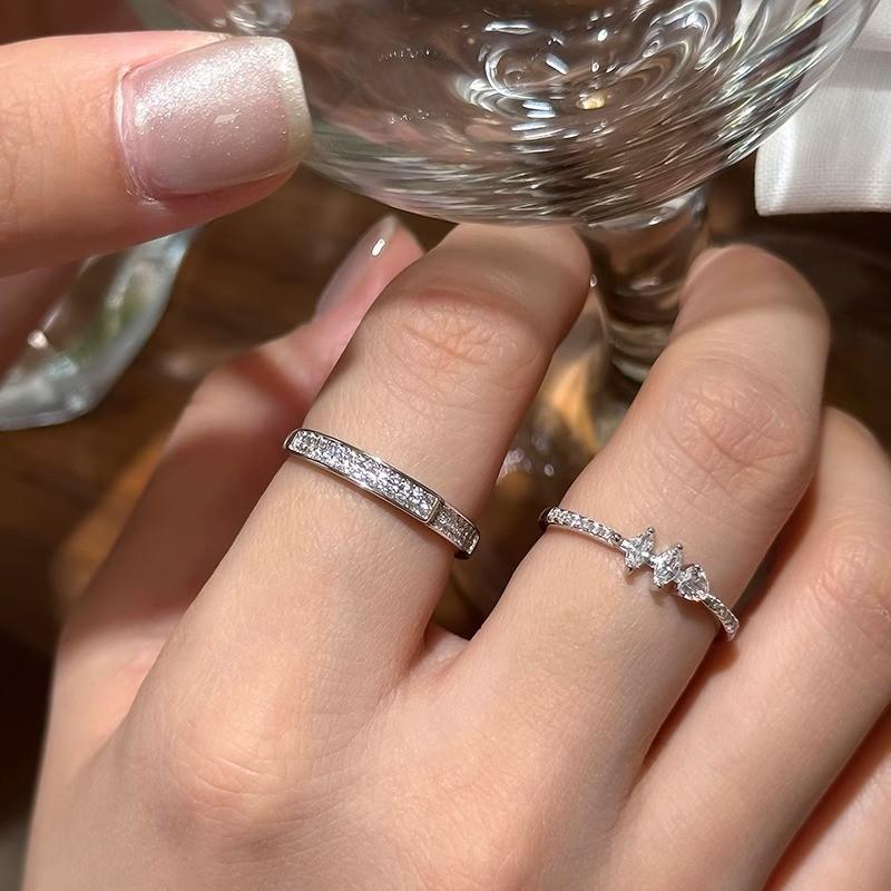 Chic Elegant Adjustable Open Ring For Women Crafted With Dazzling Zirconia Stones