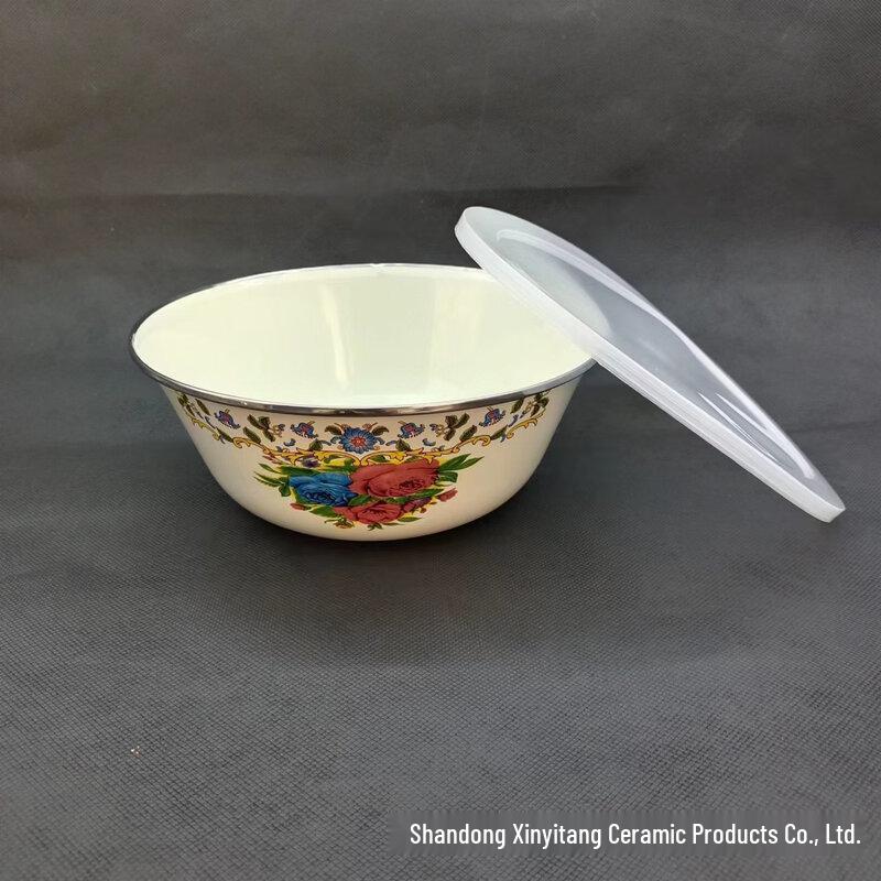 

ZISIZ Retro Enamel Noodle and Soup Bowl with Lid