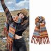 Rainbow Winter Cashmere Scarves Tassel Long Shawl Sweet Stripe Wool Scarf  Student