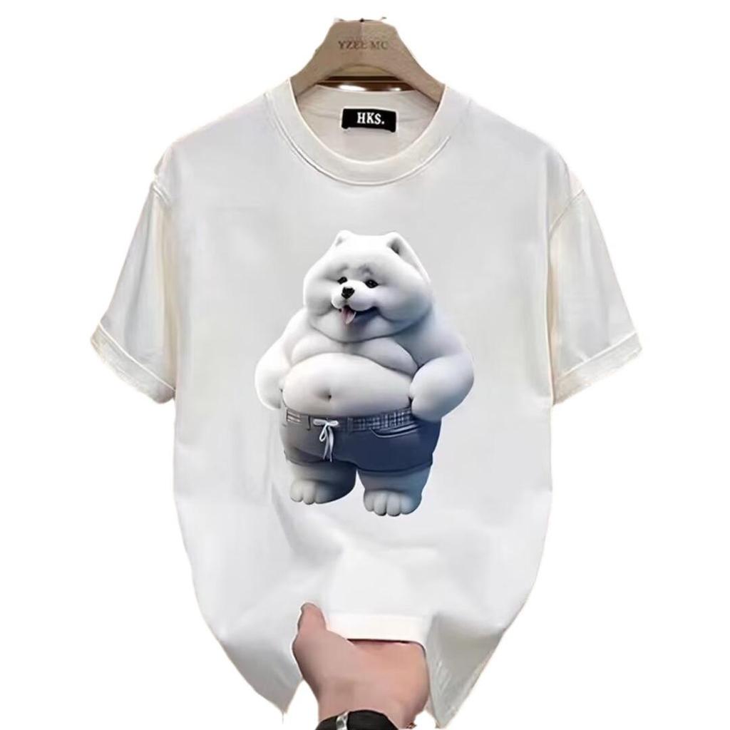 2024 Trendy Men's Cotton Short-Sleeve Round Neck Cartoon Print T-Shirt