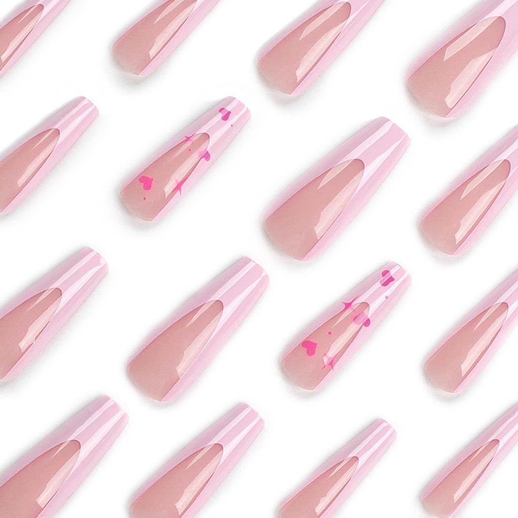 Valentine's Day Pink Starry Love Wearable Nail Tips & Stickers